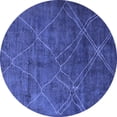 thumbnail image 1 of Ahgly Company Machine Washable Indoor Round Abstract Blue Modern Area Rugs, 3' Round, 1 of 4