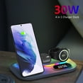 Time Display LED Wireless Charging Station 30W 4 in 1 Wireless Charger