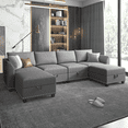 thumbnail image 1 of Mjkone Canapé Sectionnel Surdimensionné en U Convertible, Canapé Sectionnel Modulaire 6 Places avec Rangement pour Salon, Gris Pâle, 1 of 6