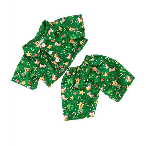Plush Gear Green Reindeer Pajamas for 14"-18" Plush Toys – Christmas Stuffed Animal Sleepwear Set – Holiday Teddy Bear Clothes for Festive Dress-Up