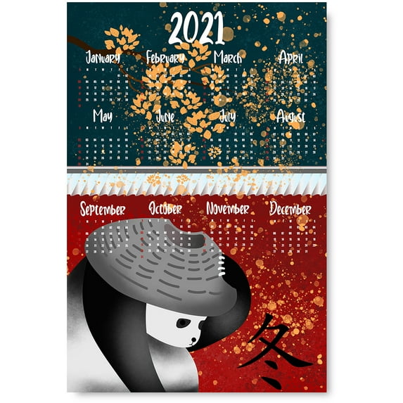 New Year 2021 Calendar Poster Print China Wall Decor Chinese Art for Home Office Bedroom Asia Traditions