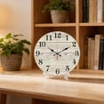thumbnail image 3 of Hoease 12 Inch Silent Wall Clock, Distressed White Wood Plank Decorative Wall Clock, Battery Operated Non-Ticking Round Clock for Living Room Bedroom Kitchen Home Decor, 3 of 10