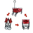 thumbnail image 3 of Folding Beach Wagon Cart, Collapsible Outdoor Utility Wagon with Drink Holder, Heavy Duty Beach Wagon with 8" Rubber Wheels, Suit for Shopping, Beach, Yard, Camping, Red, 150 Pound Capacity, I7462, 3 of 9