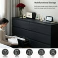 thumbnail image 3 of 6 Drawer Dresser, Modern Dresser with Spacious Countertop, Wood Storage Cabinet with Concealed Handles & 6 Deep Drawers for Bedroom, Living Room, Entryway, Black, 3 of 9