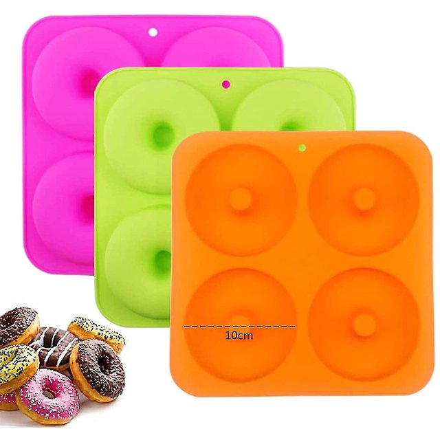 Moldes de silicona antiadherentes de tamaño completo 3 piezas 4 pulgadas Donut Baker Afortunado Sencillez