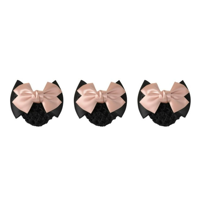 Baohd Wide Application Bow Work Hair Clips For Various Occasions Professional Hair Plate Mesh Pocket Two Bows- light pink 3Set