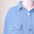 thumbnail image 7 of DHFJKG Womens Jackets Denim Jacket Distressed Ripped Solid Color Loose Fit Long Sleeve Button Down Casual Jean Coat Stylish Outerwear, 7 of 7