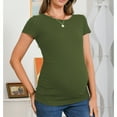 thumbnail image 3 of Bearsland Women's Short Sleeve Maternity Tops Side Ruched Tunic T-Shirts Pregnancy Clothes, 3 of 7