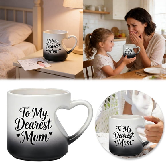 BotaniNest Heart Shaped Color Changing Mug For Mom Day 400ml Funny Heat Changing Mom Coffee Mug Birthday