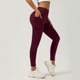 thumbnail image 4 of Leggings with Pockets for Women High Waisted Tummy Control Workout Hip Lift Yoga Pants Activewear Soft Stretchy Athletic Casual Yoga Pants, 4 of 5