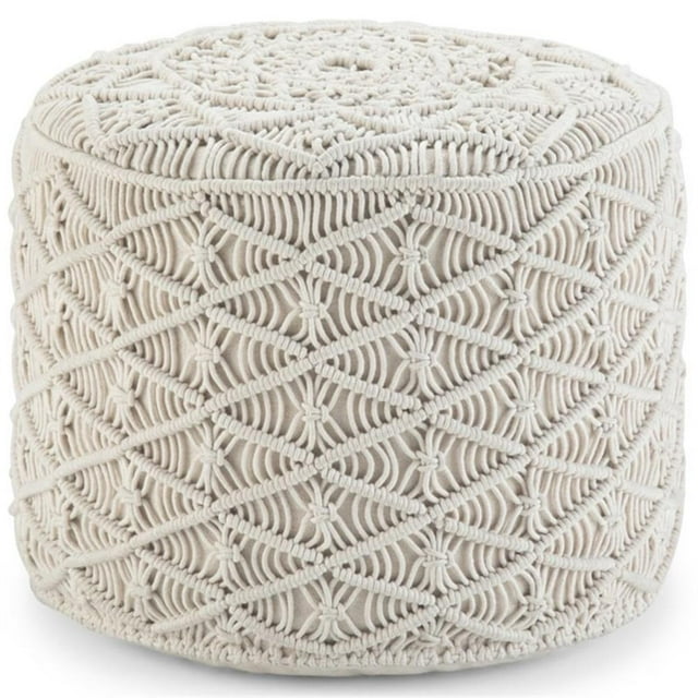 Coates Pouf Rond Bohème en Macramé en Coton Naturel