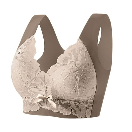 

Patlollav Womens Bras Plus Size Lace Non-Steel Ring Non-Magnetic Buckle Beauty Back Underwear