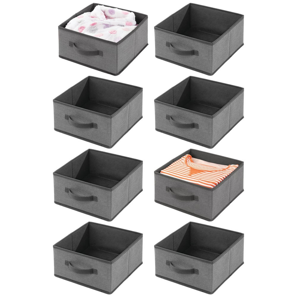 mDesign Fabric Modular Closet Organizer Box for Cube Units, 8 Pack Gray/Black