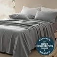 thumbnail image 5 of Sleep Zone Nanotex Super Soft Cooling King Bed Sheets Set 4 Piece - Easy Care Fitted Flat Sheet & Pillowcase Sets - Wrinkle Free, Fade Resistant, Deep Pocket 16" (Gull Gray, Cal King), 5 of 6