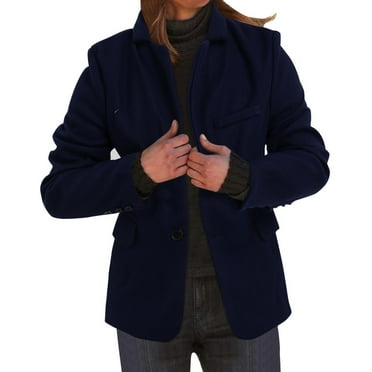 HBFAGFB Lightweight Work Jacket Women Lapel Long Sleeve Padded Leather Jacket Thicken Coat Navy Size XXL