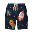 thumbnail image 4 of Lsque Mens Swim Trunks Spaceships and Stars Pattern - Bathing Suit Compression Liner - Beach Swim Shorts Swimwear - (S-3XL) - Stretch Quick Dry -XX-Large, 4 of 9