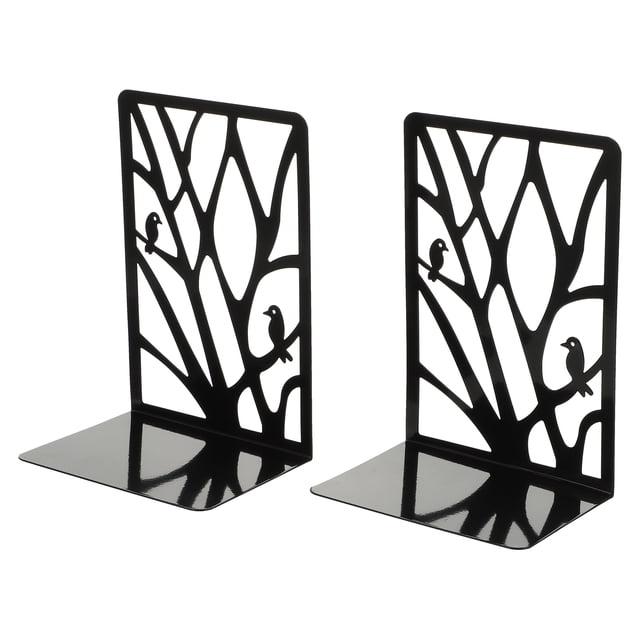 1 Pair Hollow Bookends Iron Book Stands Book Organizer Book Shelf Holder
