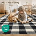 thumbnail image 4 of ODIKA Plaid Checked Vintage Checkered Grid Inner Border Bathroom for Dining Room, Under Table, Office, Non-Slip Chair-Friendly Floor, 4 of 7