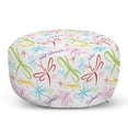 thumbnail image 1 of Dragonfly Pouf Cover with Zipper, Insects Winged Freedom Colorful Animal Illustration, Soft Decorative Fabric Unstuffed Case, 30" W X 17.3" L, Multicolor, by Ambesonne, 1 of 5