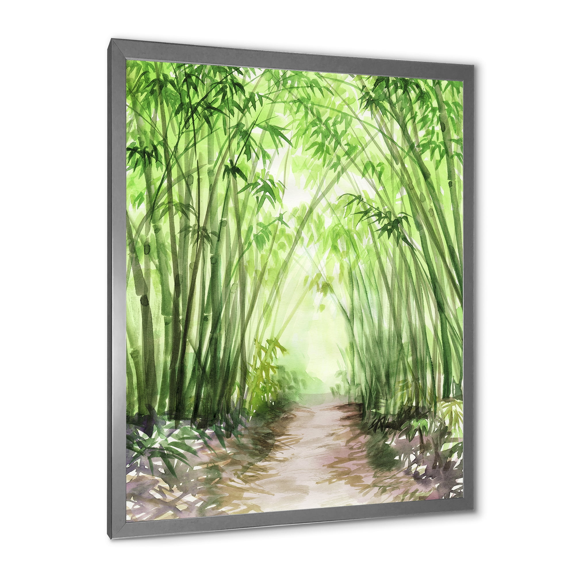 Designart 'Little Road Through Bamboo Forest' Traditional Framed Art Print