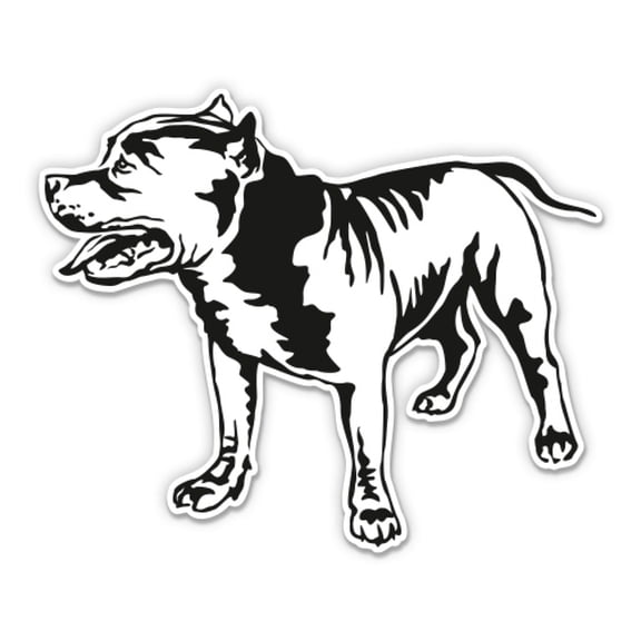 Pitbull Black and White - 3" Vinyl Sticker - For Car Laptop Water Bottle Phone - Waterproof Decal
