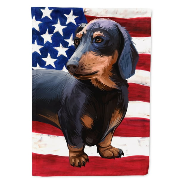 Dachshund Dog American Flag Flag Canvas House Size