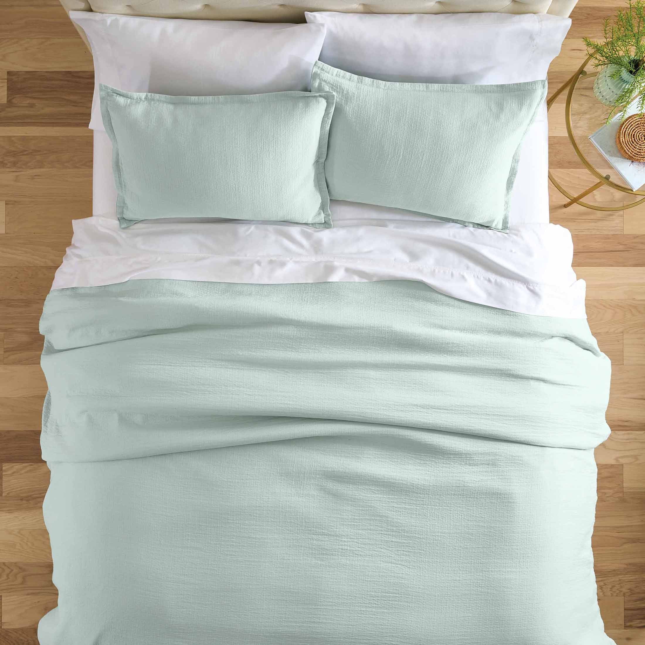 Better Homes & Gardens 3-Piece Sage Green Crinkled Gauze Duvet Set, Adult Full/Queen