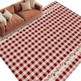 thumbnail image 2 of Farmhouse Berry Washable Area Rug 8 x 10 ft Red Buffalo Plaid American Country Rustic, Soft Non Slip Rugs Stain Repellent Indoor Felt Carpet for Living Dining Room Bedroom Home Office, 2 of 9