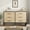 Black cabinet with natural wood drawer surface, variant on 6-Drawer Dresser - 52" Wide MDF & PB Board Chest with R-Shaped Legs, Spacious Wood Grain Storage Cabinet for Bedroom, Living Room, Entryway, Freestanding Organizer