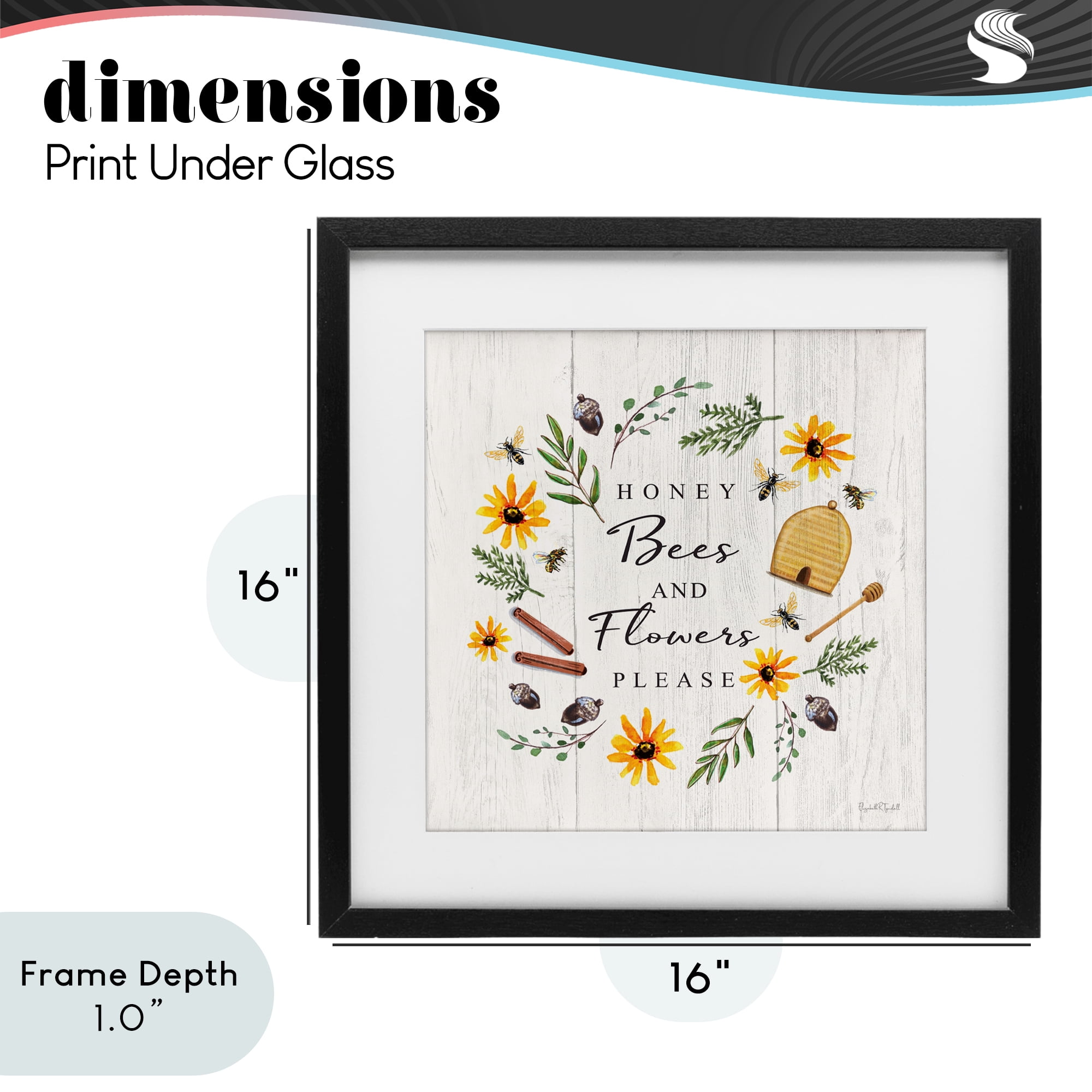 Stupell Industries Country Cottage Wreath & Quote Black Framed Print Under Glass, design by Elizabeth Tyndall