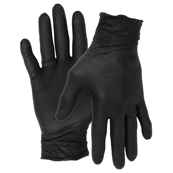 Performance Tool W89013 Black Nitrile GlovesDisposable, Powder Free, latex rubber free, Textured Fingertips for Better Grip , X-Large100pc