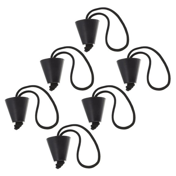 HEMOTON Kayak Scupper Plugs with Lanyard for Drain Holes Black Silicone Waterproof Easy to Use 6 Pieces