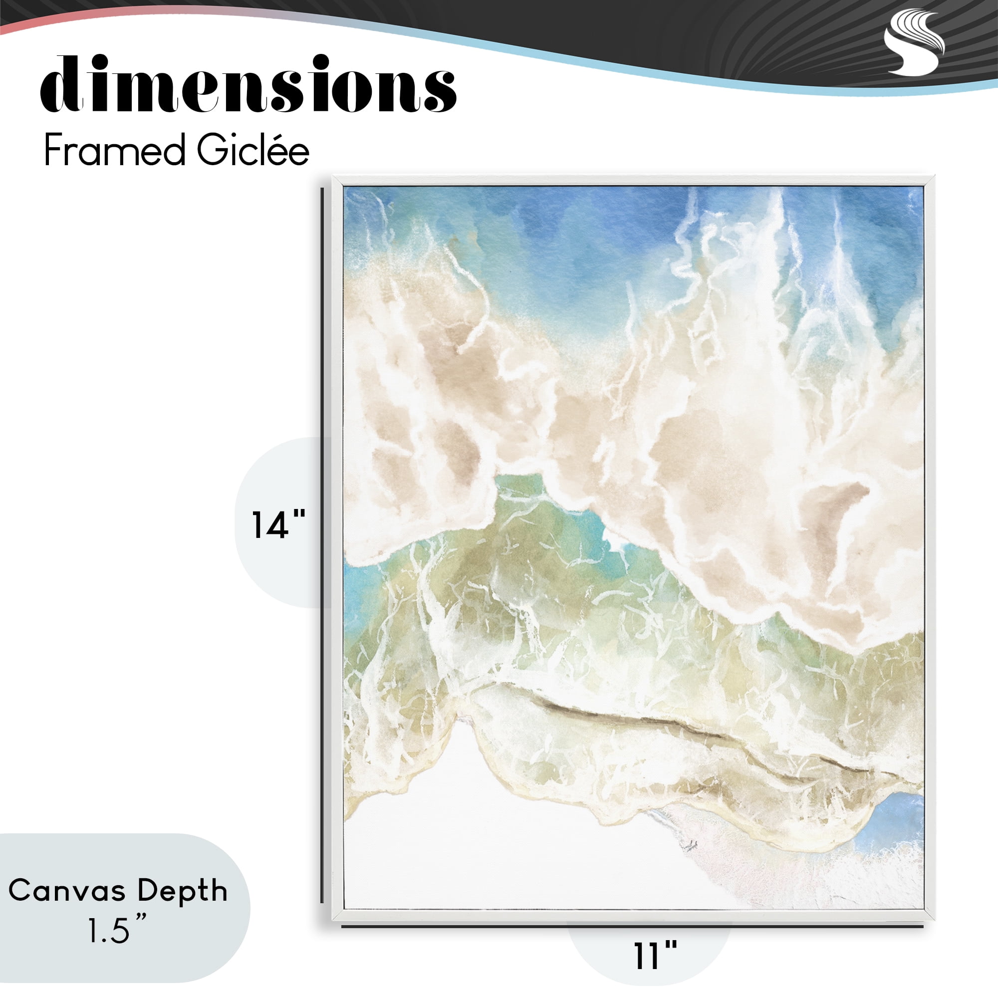 Stupell Industries Washed Away Tide Abstract White Framed Giclee Art, design by Jesse Keith