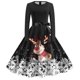 thumbnail image 3 of Vestidos de Dama Vestido de Mujer de Corte A Vestido de Navidad de Manga Larga Con Cuello Redondo y Lazo Vestido de Falda de Fiesta de Cintura Elegante, 3 of 3