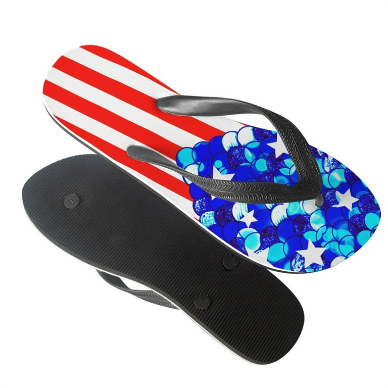 Bivenant Store Sandals For Women Summer Fashion American Flag Flat Shoes  Flip Flops Bling Daily Slippers