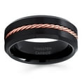 thumbnail image 2 of Rose Gold Tungsten Wedding Ban Braid Tungsten Ring 8mm Black Tungsten Ring Braid Tungsten Band Comfort Fit Ring, 2 of 2