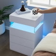 thumbnail image 5 of Cubehom LED Night Stand with 4 Drawers Height 27 inches Modern Bedside Tables for Adults Bedroom White Nightstands, 5 of 6