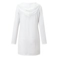 thumbnail image 4 of ZHOGXU Women's Hooded Dress Long Sleeve Drawstring Solid Color Fashion Comfortable Loose Fit Dresses With Pockets For Casual Daily Wear,White,L, 4 of 6