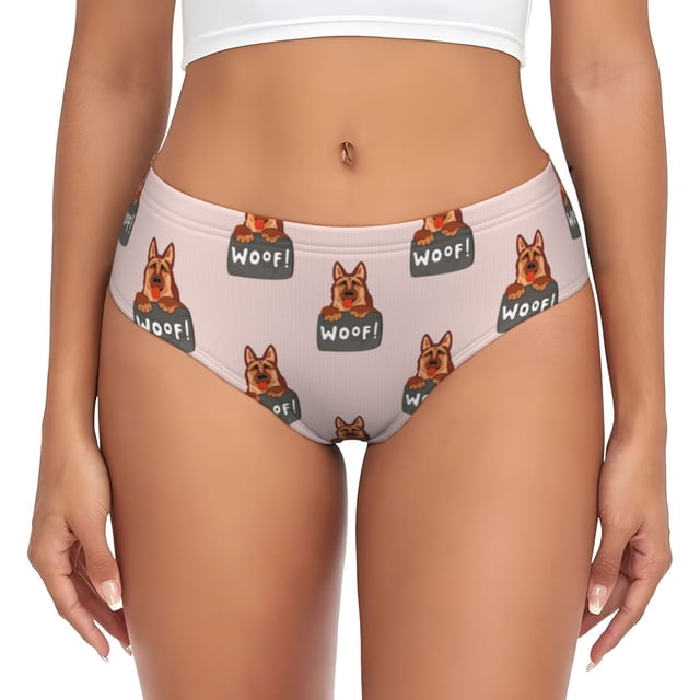 Balery German Shepherd Dog Ropa Interior de Algodón para Mujer con Dibujo – Braguitas Cómodas y Elásticas, Estilo Clásico-XX-Large