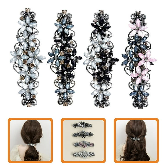 KALLORY  4 Pcs Vintage Floral Hair Clip Decorative Girls Accessories Barrettes Miss Women's