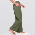 thumbnail image 3 of Resicozy Linen Pants Women Flowy Lightweight Petite Pants 2026 Summer Beach Vacation Trousers with Pockets Army Green L, 3 of 5
