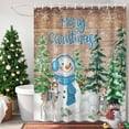 thumbnail image 4 of Retro Snowman Deer on Farm Wood Board Shower Curtain for Bathroom, Winter Snowflake Waterproof Shower Curtains Washable Quick Dry with Hooks Bathtub Curtains 60x72IN, 4 of 9