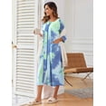 thumbnail image 3 of Ekouaer Women's Pajama Sets Robe for Women Zipper Front Robes 3/4 Sleeve House Dress with Pockets Full Length Nightgown Housecoat, 3 of 6