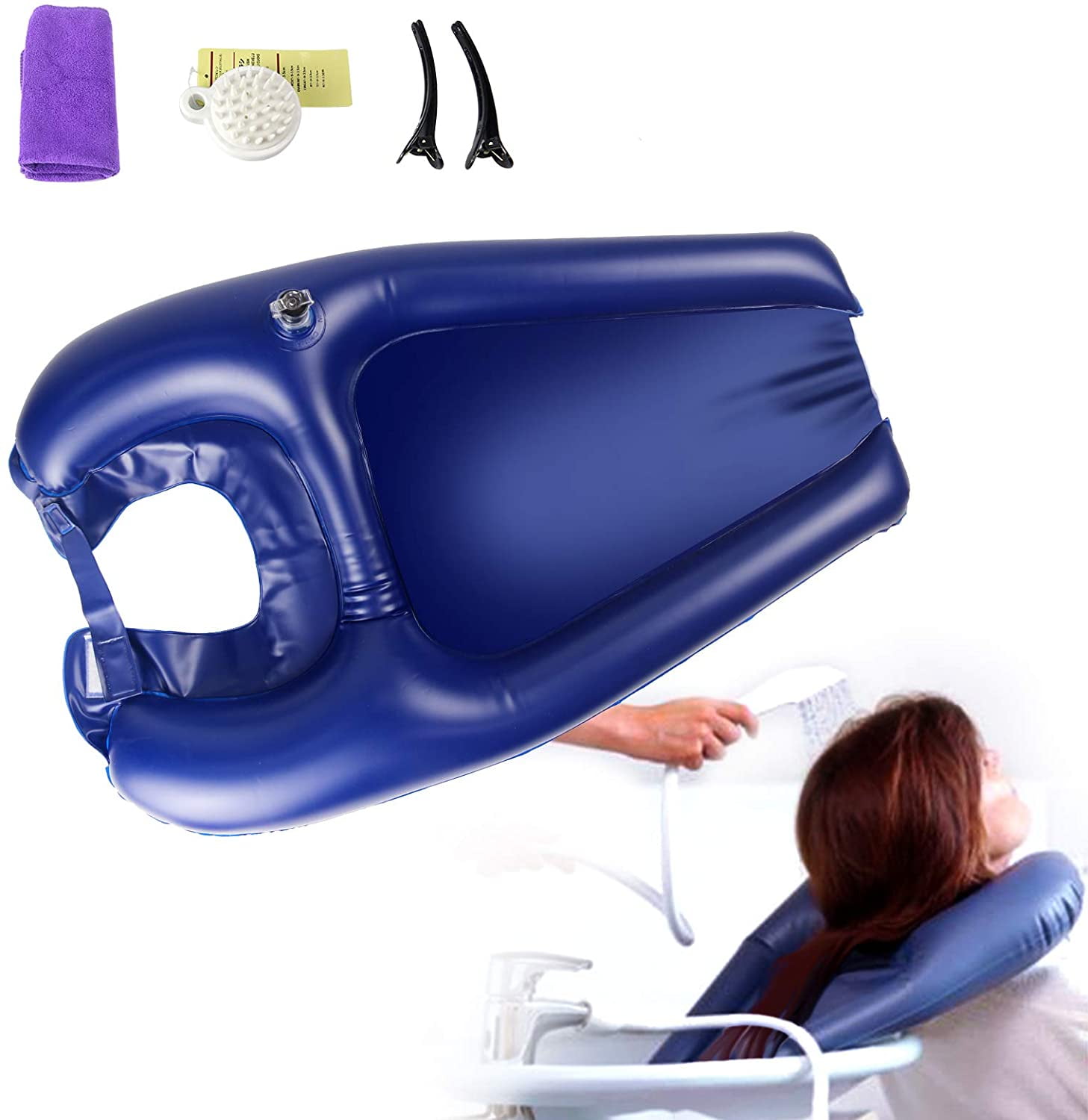 Inflatable Hair Washing Basin for Sink at Home, Portable Shampoo Bowl, Hair  Washing Sink for Bedridden, Handicapped, Kids, Seniors, Pregnant,  Wheelchair Person at Bedside and Kitchen Sink Use (Blue) 