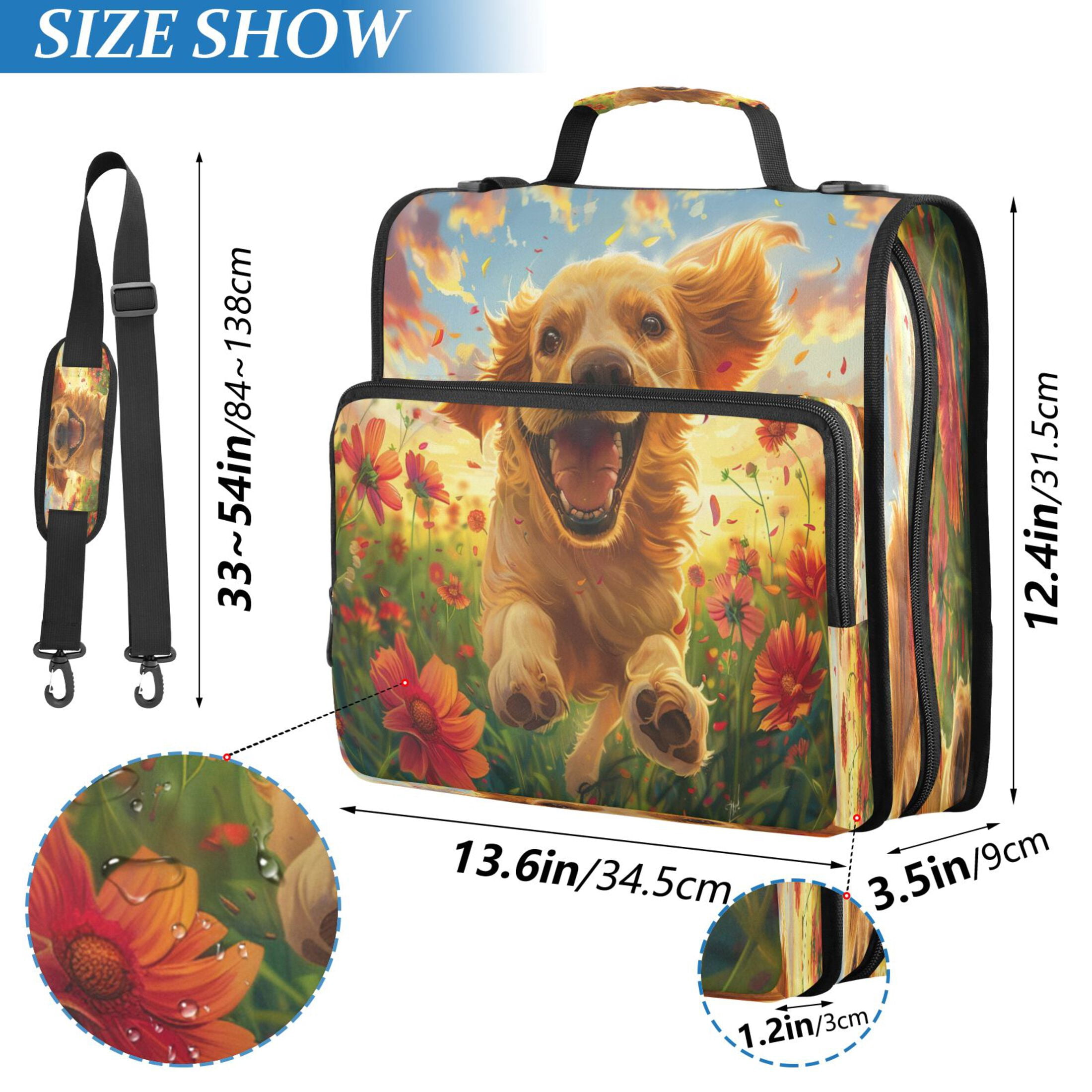 YAZAOO Zipper Binder trapper keeper Documents Organized Design Golden Sunshine Running Free Printed