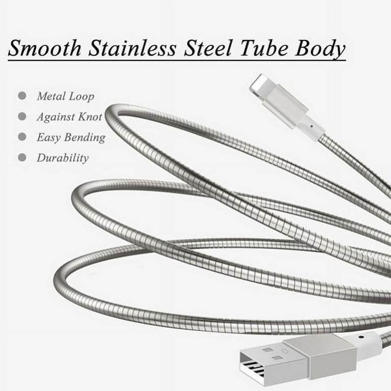 6ft Long Durable Metal Braided USB Cable Charger Power Sync Wire Data Cord  [Supports Fast Charge] L8L