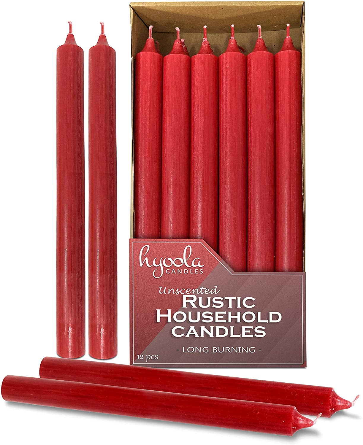 Hyoola Rustic Red 10 inch Straight Unscented Taper Candles in Nepal at