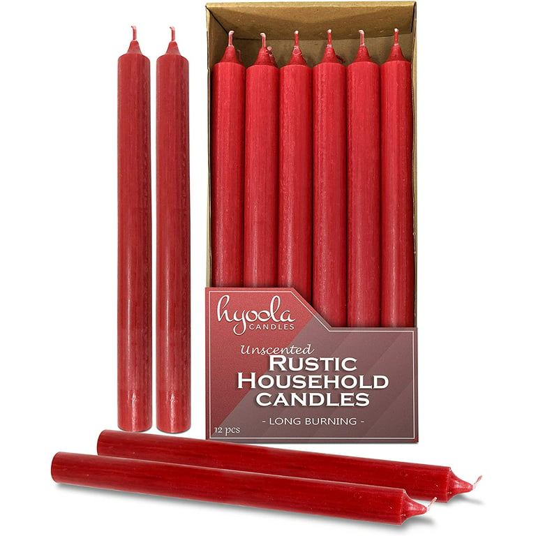 Hyoola, 10 inch Smokeless Dripless Dinner Candles Straight Unscented Taper  Candles - Rustic Red 