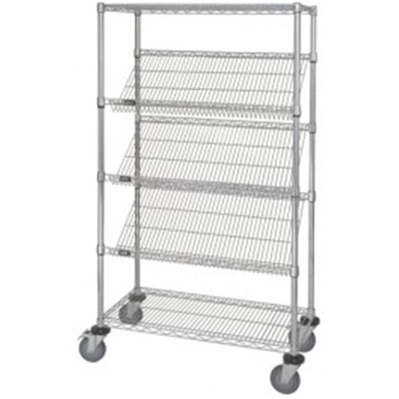 Mobile Chrome 5 Wire Shelving Slanted Shelf Unit - 18 x 36 x 69 in.
