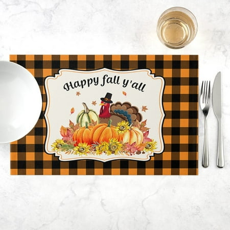 

Mduoduo Halloween Placemat for Dining Table Pumpkin Drink Coasters Kitchen Decor